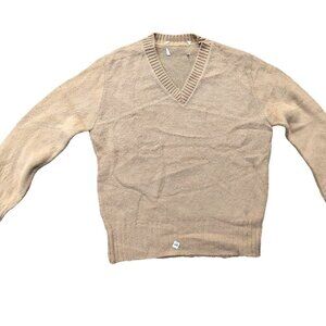 Vintage 1940s-1950s Camel Tan/Light Brown V-Neck Long Sleeve Fall Winter Sweater